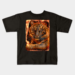 Fire tiger color power Kids T-Shirt